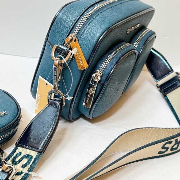 Michael Kors Jet Set Travel Medium Shoulder Crossbody Bag Tech Attached Teal - Picture 9 of 14